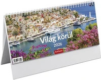 Toptimer 23.02206 Asztali naptár képes  t063 álló fehér lapos világ körül 2026. kép