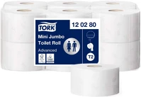 Tork 120280 Toalettpapír 2 rétegű közületi átmérő: 18,8 cm 850 lap/170 m/tekercs 12 tekercs/karton mini jumbo tork_ kép