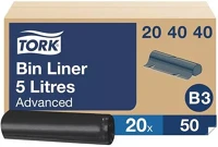 Tork 20 X Hulladékgyűjtő zsák, 5 l, b3 rendszer, 20 x 50 db, fekete kép