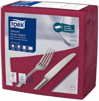 Tork 50 LAP/CSG szalvéta textilhatású dinner, 39,5x39,5cm, bordó, 1/4 hajtás kép