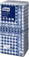Tork DA503XSZHT11105 szalvéta lunch universal kék check 1r., 1/4 hajtás, 33x32cm, 500db/csg kép