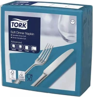 Tork DA503XSZHT477914 Szalvéta soft dinner 3r., 39x39, kékeszöld, 100db/csg, 12csg/karton kép