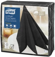 Tork DA503XSZHT478726 szalvéta linstyle, premium textilhatású, fekete, 39/1, 50db/csg, 12csg kép