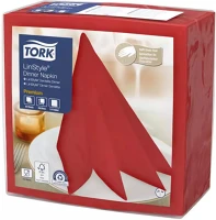Tork DA503XSZHT478854 szalvéta linstyle, premium textilutánzatú, piros 39/1, 50db/csg, 12csg kép