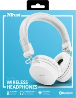 Trust 23909 Füllhallgató Vezeték nélküli - Tones Bluetooth (fehér; BT kép
