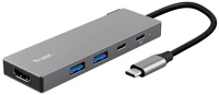 Trust 26062 kábel átalakító - dalyx 5in1 multiport usb-c (szürke, aluminium, usb-c kép
