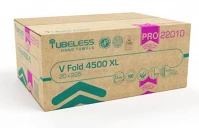 Tubeless ALDTUB22010 V hajtogatott kéztörlő 2 rétegű, fehér, 100% cellulóz, 25x21cm, 20x225 lap, 4500 lap/karton kép