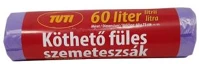 Tuti COR_KHT968 Szemeteszsák, köthető füles, 60 l, 16 db, 60x75 cm, 9 µ, lila kép
