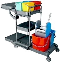 Uctem plas KA407FK Takarítókocsi króm vázas 2 x 18 liter és 4 x 5 literes vödörrel kép