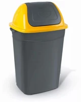 Uctem plas UP013S Szemetes kuka billenő fedéllel műanyag 50 literes  antracit-sárga kép