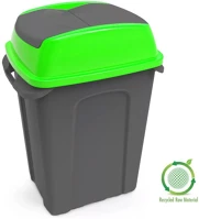 Uctem plas UP238Z Szemetes kuka billenő fedéllel műanyag 70 literes hippo antracit/zöld kép