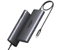 Ugreen 10 AZ 1-ben, dual display, hdmi, ethernet, 8k@30hz, usb 3.0 hub, 100w, sd card kép