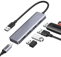 Ugreen 50985 Usb 3.0 hub 4 port usb-a, 5 gbps, usb-c tápellátással, szürke kép