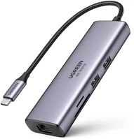 Ugreen 60515 cm512 6 az 1-ben usb-c ://> 2x usb + hdmi + usb-c + rj45 + tf/sd kép