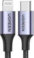 Ugreen 60761 Us304 usb-c - lightning kábel, pd, 3a 2m, fekete kép