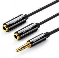Ugreen AV123 Av123 aux audio elosztó 3,5 mm-es jack kábel 25 cm fekete (20816) kép
