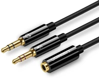 Ugreen AV140 Av140 audio elosztó, aux fejhallgató + mikrofon 3,5 mm-es mini jack kábel, abs, 20cm (fekete) kép