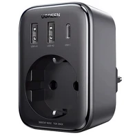 Ugreen CD314 30w ac/2xusb/type-c gan fekete hálózati elosztó kép