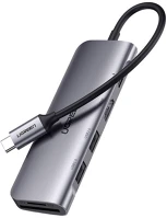 Ugreen 3.0, SD/TF Adapter hub  cm195 usb-c to hdmi, 2x usb-a 3.0, sd/tf, pd kép