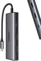 Ugreen 3.0, 2XHDMI 6in1 adapter  cm498 usb-c to 2x usb-a 3.0, usb-c 3.0, 2xhdmi, pd kép