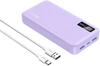 Ugreen USB-C-2XUSB-A Pb312 powerbank / külső akkumulátor, usb-c-2xusb-a port 20000mah, 20w, lila kép