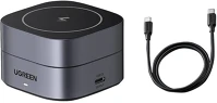 Ugreen W256, 20W Qi inductive charger 2in1 for iphone, airpods  w256, 20w (black) + usb-c to usb-c cable 1m kép
