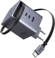 Ugreen X616 100w 2xusb-c gan gyorstöltő behúzható kábellel x616 kép