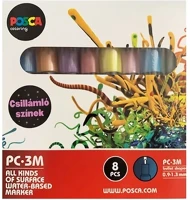 Uni 07.02942 Filctoll  posca pc-3m csillám színek 8 darabos kép