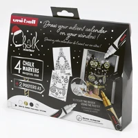 Uni 2UPWE5M4DBELEGANS4 Folyékony kréta  pwe-5m karácsonyi kiadás elegáns színek 4 darabos kép