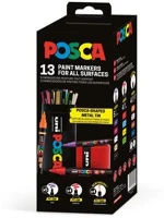 Uni COR_TUPC13DBV Dekormarker készlet, posca fém dobozos,  