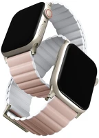 Uniq UNIQ-45MM-REVPBPNKWHT Revix premium mágneses szilikon szíj apple watch 42/44/45/49mm, rózsaszín/fehér kép