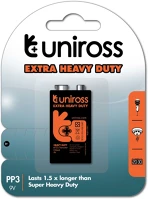 Uniross 6F22/9V SZÉN-CINK 6f22/9v szén-cink elem/bliszteres kép