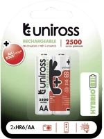 Uniross UH2AA2500 Aa/ceruza 1,2v 2500mah ni-mh hybrio akkumulátor 2 db/bliszter kép