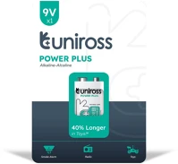Uniross UPP9PK1 9v 6lr61/blokk tartós alkáli elem power plus 1db/csomag kép