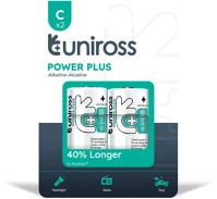Uniross UPPCPK2 1,5v c/lr14/baby tartós alkáli elem power plus 2db/csomag kép