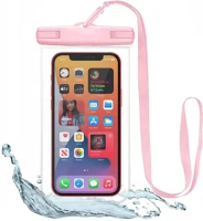 Univerzális FD9589046924521 Nyakba akasztható telefontok, pink/átlátszó vízálló tok kép