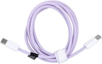 Univerzális PT5903396272424 Kábel - type-c (usb-c) / type-c (usb-c) lila szövet kábel 1,5m, 60w kép