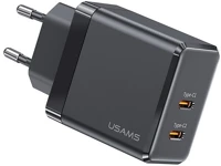 Usams CC172TC01 40w 2xtype-c gan fekete hálózati töltő kép
