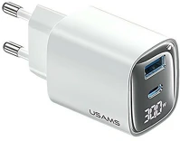Usams CC229TC02 Cc229 hálózati töltő usb+type-c aljzat 30w, led kijelző, fehér kép