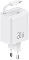 Usams CC233TC02 Yc hálózati töltő type-c aljzat 20w, csévélhető type-c kábel, fehér kép
