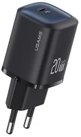 Usams CC248TC01 Cc248 hálózati töltő type-c aljzat 20w, pd gyorstöltő, fekete kép