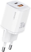 Usams CC254 Cc254 hálózati töltő usb+type-c aljzat 30w, pd gyorstöltő, fehér kép