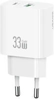 Usams CC317TC02 T65 hálózati töltő usb+type-c aljzat 33w, pd gyorstöltő, fehér kép