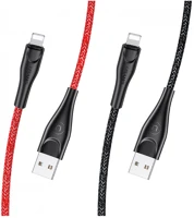 Usams SJ391USB02 100cm-es textil borítású lightning töltő kábel piros 1328347 kép