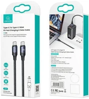 Usams SJ524USB01 120cm -es textil borítású type-c -type-c gyorstöltő kábel 100w , 1375899 kép