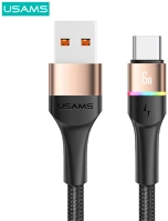 Usams SJ536USB02 1,2 m textil borítású usb-c töltőkábel színes led fénnyel, 6a kép