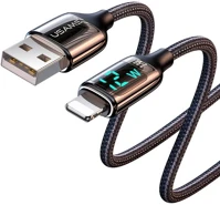 Usams SJ543USB01 120CM-ES szövet borítású lightning adat és töltőkábel lcd kijelzővel 2,4a 1380753 kép