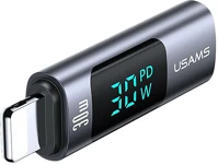 Usams SJ681LN01 Lightning to usb-c pd gyorstöltő adatper 30w, lcd kijelző kép