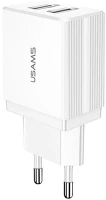 Usams T24 / CC090 Hálózati töltő adapter, 10.5w, 2 x usb aljzat,  t24, fehér kép