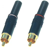 Use 11MF RCA dugó pár, fém, aranyozott, törésgátló, fehér és piros kép